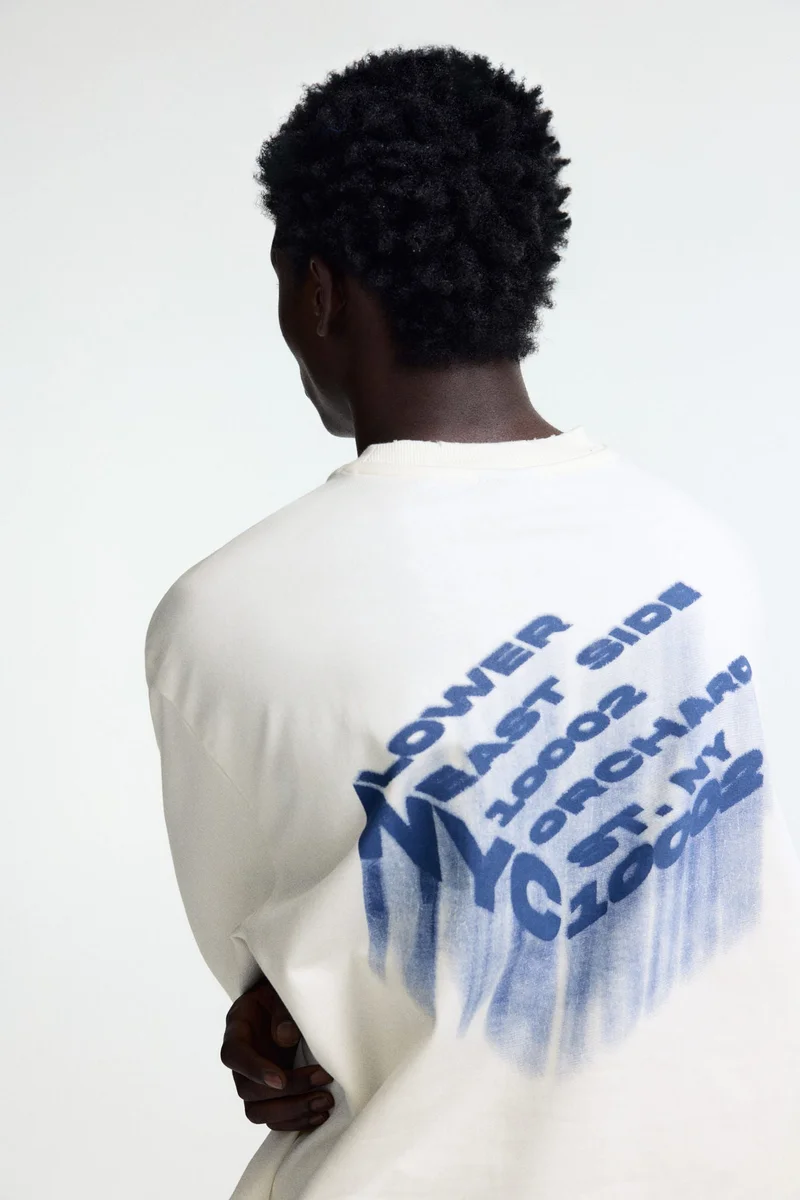 H&M  Oversized Fit Printed jersey top for Men | Best Price UAE